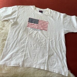Y2k guess 9/11 memorial tee stained sz.L us flag